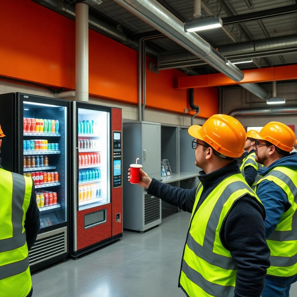 Vending machine installed in a factory canteen